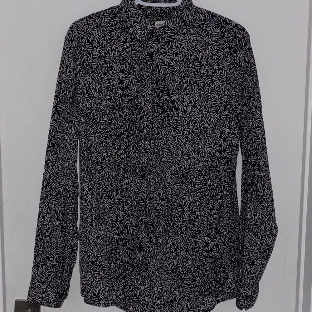 Men's Black and White Patterned Casual Shirt